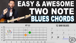 3 Easy TWO NOTE 7th CHORDS for 12 Bar Blues  Rhythm and Chord Tone Soloing Double Stops FREE PDF [upl. by Jermayne]