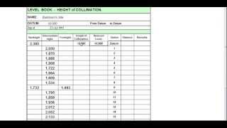 Taking Levels  Height of Collimation Level book [upl. by Cirde]