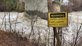 Raw video Winooski River at Essex Junction rages [upl. by Annaxor]