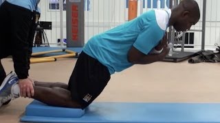 Micah Richards gym workout  How to do the Nordic hamstring curl  Injury prevention [upl. by Bellamy]