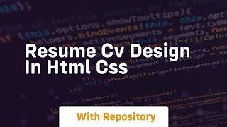 Resume cv design in html css [upl. by Hanima287]