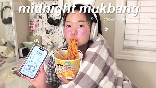 MIDNIGHT MUKBANG ep1 Cooking Korean convenience store food at 1am [upl. by Niwrud]