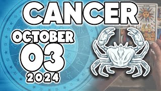 𝐂𝐚𝐧𝐜𝐞𝐫 ♋ 🔁UNEXPECTED TURN DESTINY CHANGES⚠ Horoscope for today OCTOBER 3 2024 🔮 new tarot zodiac [upl. by Marsden]