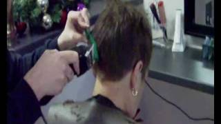 Haircut Lady Visits Barber Shop [upl. by Tekcirk]