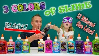 3 COLORS OF GLUE SLIME CHALLENGE All 13 New Colors to Pick w My Dad [upl. by Suicul]