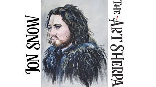 How to paint Acrylic portrait of Jon Snow LIVE part 2  TheArtSherpa [upl. by Reggi724]