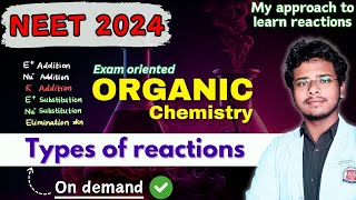 NEET 2024 Types of reactions in ORGANIC CHEMISTRY  NSR • ESR • NAR • EAR • FRAR • SN1SN2E1E2 [upl. by Orecic318]