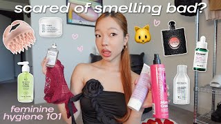 MY FEMININE HYGIENE ROUTINE  tips for smelling good all day things i wish i knew earlier [upl. by Llehsar]