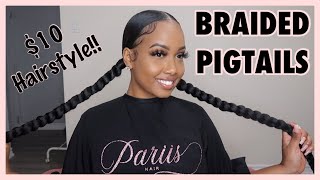 BRAIDED PONYTAIL  PIGTAILS USING BRAIDING HAIR [upl. by Astiram]