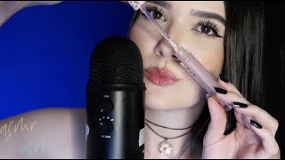 ASMR UP CLOSE LIPGLOSS APPLICATION  KISSES SOUNDS  Naiane [upl. by Eiddal]