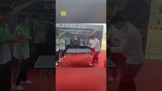 Watch Olympians Ma Long and Fan Zhendong play table tennis with pot cover and tray [upl. by Rurik253]