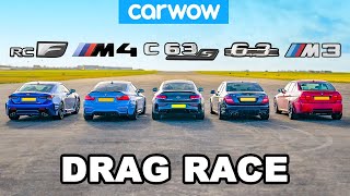 BMW M4 v AMG C63 S vs Lexus RC F v old M3 amp C63 DRAG RACE [upl. by Merola362]