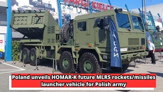 Poland unveils HOMAR K future MLRS rockets missiles launcher vehicle for Polish army [upl. by Nelia421]