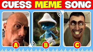 🔊 Guess The Meme By Song 🎤✅ The Rock Skibidi Toilet Smurf Cat [upl. by Leahplar]