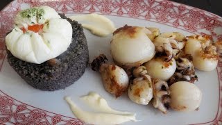 Sepia a la plancha con cous cous negro y huevo poché  Con La Masa En Las Manos [upl. by Ariaek558]