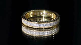 Channel Set Princess Cut Moissanite Eternity Band Ring with Beaded Gold [upl. by Nations11]