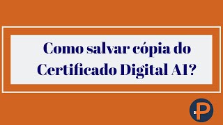 Como salvar cópia do Certificado Digital A1 [upl. by Enyalb]