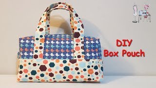 DIY BOX BAG TUTORIAL  ZIPPERED BOX BAG  DIY MAKEUP BOX BAG  BAG SEWING TUTORIAL [upl. by Winona64]