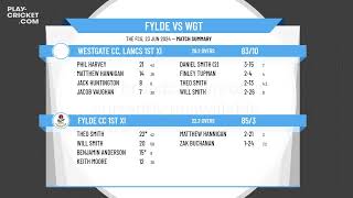 Fylde CC 1st XI v Westgate CC Lancs 1st XI [upl. by Scutt]