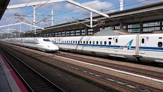 Shinkansen passing Himeji Station [upl. by Akinimod]