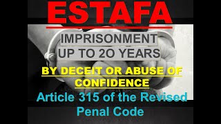 ESTAFA O SWINDLING CASE IN THE PHILIPPINES MAY NAKUKULONG BA SA UTANG  SCAM rpc tagalog [upl. by Audy]