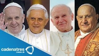 El día que se reúnen los cuatro papas  Canonización de Juan Pablo II [upl. by Eihs555]