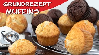 Muffins Grundrezept  fluffig und so einfach Saftige Muffins backen Vanille amp Schoko [upl. by Maddalena]