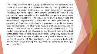 Profitability of Commercial Bank on Interest Rate Deregulation FRMR 2019 51 1 9 [upl. by Keyte]