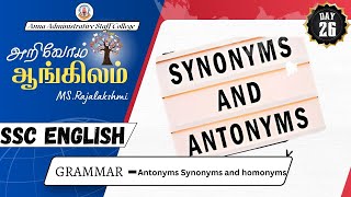 SSC ENGLISH  antonyms synonyms and homonyms  MSRajalakshmi [upl. by Eneiluj]