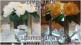 DIY DOLLAR TREE MIRROR BOX CENTERPIECE  DIY CENTERPIECE WITH LIGHTING  GLAM AND EASY ROOM DECOR [upl. by Benge]