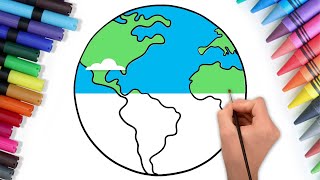 Drawing Painting and Coloring Earth for Kids amp Toddlers  Basic Drawing Tips  Chiki Art [upl. by Oigres]