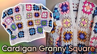 COMO TEJER TU CARDIGAN de GRANNY SQUARES PASO A PASO [upl. by Zile718]