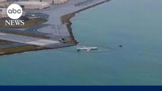 Navy plane goes into bay after overshooting runway in Hawaii [upl. by Michon73]