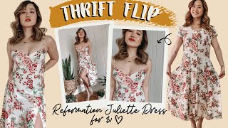 DIY Reformation Juliette Dress for only 1 ♥️ THRIFT FLIP  THRIFT STORE CLOTHING MAKEOVER [upl. by Brindell]