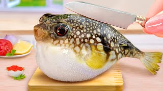 BEST Seafood Recipe 🐡 Satisfying How To Cook Miniature Griled Puffer Fish with Charcoal  Mini Yummy [upl. by Assenav]