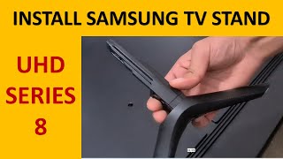 How to INSTALL STAND  LEGS  SAMSUNG TU8000 65quot 4K UHD Assemble Pedestal   Techfoot Reviews [upl. by Cassandre]