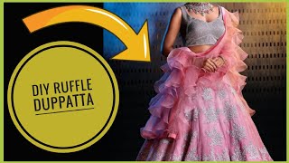 2min DIY Designer Ruffle Duppatta For wedding amp Parties [upl. by Leizo859]