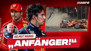 HEFTIGER 💥CRASH💥 Sainz amp Perez beschuldigen sich GEGENSEITIG Was ⚖️ URTEILEN ⚖️ die Rennkommissare [upl. by Dehsar]