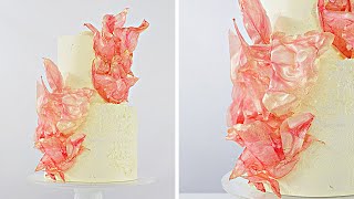 How to make wafer paper ruffles  MODERN CAKE DESIGN TUTORIAL [upl. by Tlok87]