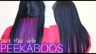 Dark Hair with Peekaboo Highlights  Color Correction for Hair [upl. by Luamaj]