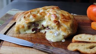 Baked Stuffed Brie  Brie en Croute stuffed with Cranberries amp Walnuts [upl. by Aloap161]