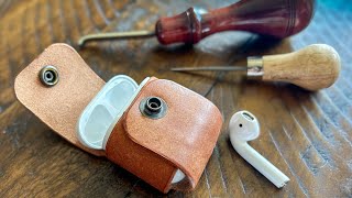 EASY DIY How to Make A Leather Airpod Case  Step by step instructions [upl. by Stander]