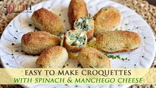 Spinach amp Manchego Cheese Spanish Croquettes Tapas Recipe [upl. by Enylorac]