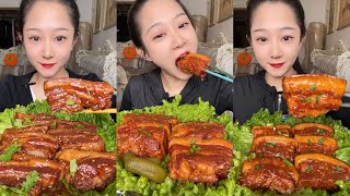 ASMR SOSLU ÇİN YEMEKLERİ SPICY CHINESE FOOD 吃辛辣的中国菜 Pork Belly 🍖MUKBANG 먹방 🌶 [upl. by Ateval]