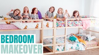 LARGE FAMILY KIDS MINIMALIST BEDROOM MAKEOVER [upl. by Relyhs427]