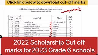 2022 Grade 5 Scholarship Exam  Cut off marks for 2023 grade 6 schools ශිශ්‍යත්ව පාසැල් කඩ ඉම් ලකුණු [upl. by Dugaid146]