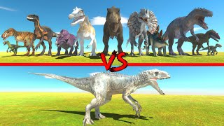 Indominus rex in Battle with All Dinosaurs  Animal Revolt Battle Simulator [upl. by Adna740]