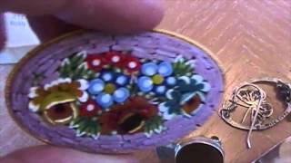 Vintage MicroMosaic Pin Garage Sale Finds Sterling Silver Jewelry Hustle Economy Video 60 [upl. by Naired]