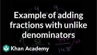 Example of adding fractions with unlike denominators  Fractions  PreAlgebra  Khan Academy [upl. by Watkins]