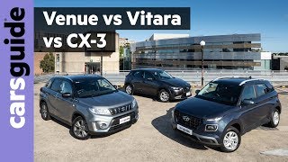 Suzuki Vitara vs Mazda CX3 vs Hyundai Venue 2020 comparison review [upl. by Adlig]